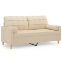 2-OSOBOWA SOFA Z PODUSZKAMI KREMOWA 140CM TKANINA