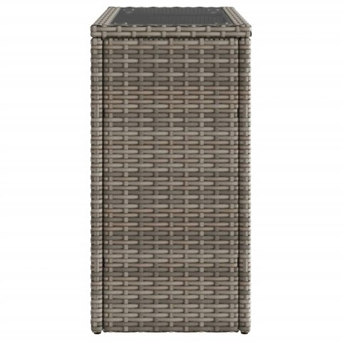 STOLIK OGRODOWY ZE SZKLANYM BLATEM SZARY 58X27,5X55CM