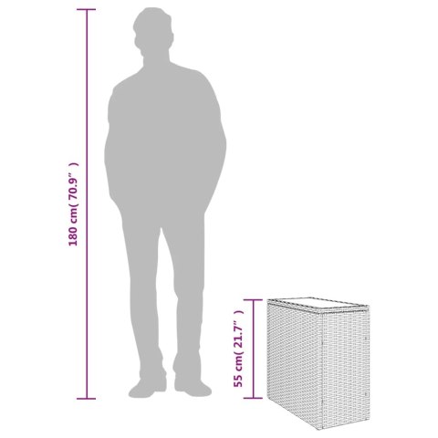STOLIK OGRODOWY ZE SZKLANYM BLATEM SZARY 58X27,5X55CM