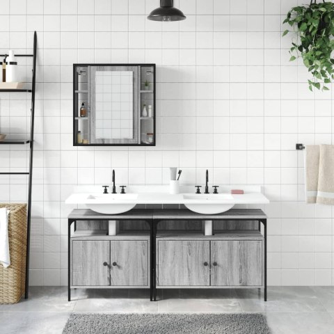 3-CZĘŚCIOWY ZESTAW SZAFEK ŁAZIENKOWYCH SZARY DĄB SONOMA