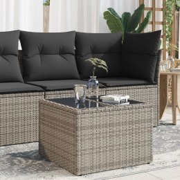 STÓŁ OGRODOWY ZE SZKLANYM BLATEM SZARY 55X55X37CM RATTAN PE