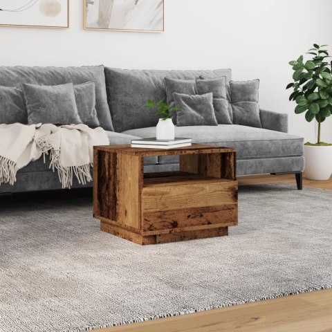 STOLIK KAWOWY Z OŚWIETLENIEM LED STARE DREWNO 50X49X40CM