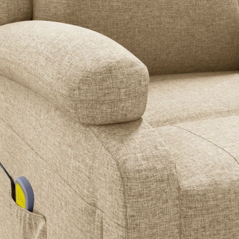 FOTEL MASUJĄCY KREMOWY OBITY TKANINĄ