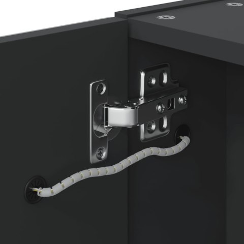 SZAFKA ŁAZIENKOWA Z LUSTREM I LED CZARNA 45X13X52CM