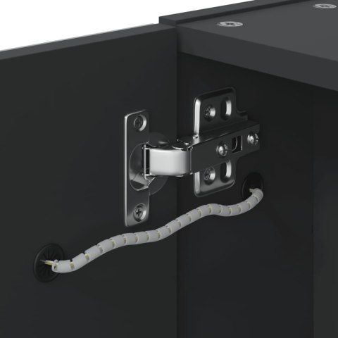 SZAFKA ŁAZIENKOWA Z LUSTREM I LED CZARNA 60X13X52CM