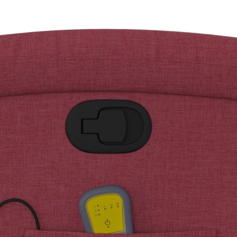 PODNOSZONY FOTEL MASUJĄCY ROZKŁADANY BORDOWY OBITY TKANINĄ