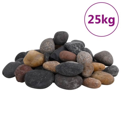 VidaXL Polerowane kamyki, 25 kg, różnokolorowe, 5-8 cm