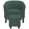 FOTEL KLUBOWY Z PODNÓŻKIEM CIEMNOZIELONY OBITY AKSAMITEM