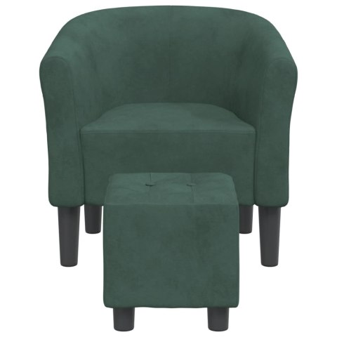 FOTEL KLUBOWY Z PODNÓŻKIEM CIEMNOZIELONY OBITY AKSAMITEM