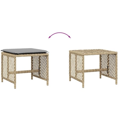 STOŁKI OGRODOWE Z PODUSZKAMI 4 SZT. MIESZANY BEŻ 41X41X36CM