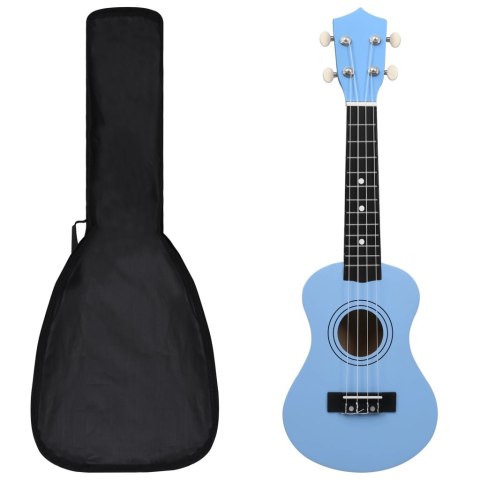 UKULELE SOPRANOWE Z POKROWCEM DLA DZIECI NIEBIESKIE 21"