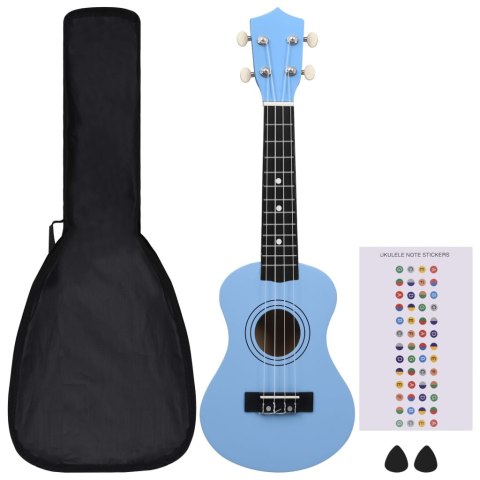 UKULELE SOPRANOWE Z POKROWCEM DLA DZIECI NIEBIESKIE 21"