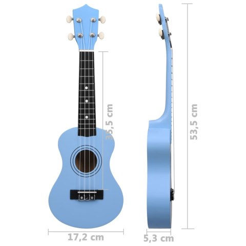 UKULELE SOPRANOWE Z POKROWCEM DLA DZIECI NIEBIESKIE 21"