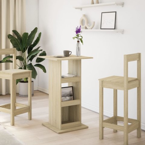 STOLIK BAROWY Z PÓŁKAMI DĄB SONOMA 60X60X102CM