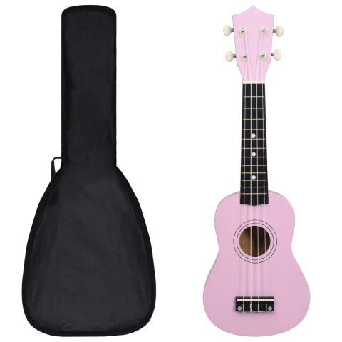 UKULELE SOPRANOWE Z POKROWCEM DLA DZIECI RÓŻOWE 21"