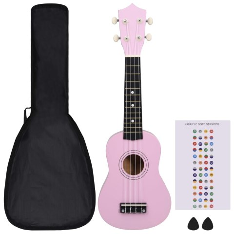 UKULELE SOPRANOWE Z POKROWCEM DLA DZIECI RÓŻOWE 21"
