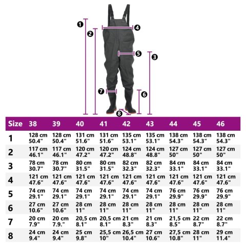 SPODNIOBUTY WĘDKARSKIE CIEMNOZIELONE ROZMIAR 42