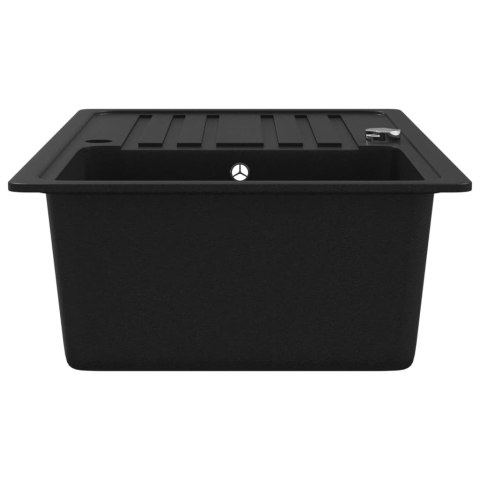 GRANITOWY JEDNOKOMOROWY CZARNY ZLEWOZMYWAK Z OCIEKACZEM