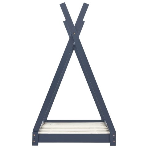 RAMA ŁÓŻKA DZIECIĘCEGO SZARA LITE DREWNO SOSNOWE 80X 160CM