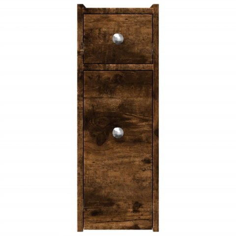 WĄSKA SZAFKA ŁAZIENKOWA NA KÓŁKACH PRZYDYMIONY DĄB