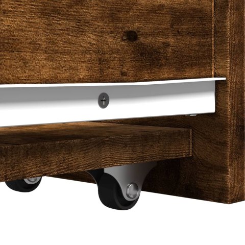 WĄSKA SZAFKA ŁAZIENKOWA NA KÓŁKACH PRZYDYMIONY DĄB