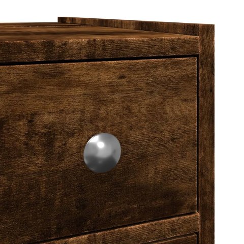 WĄSKA SZAFKA ŁAZIENKOWA NA KÓŁKACH PRZYDYMIONY DĄB