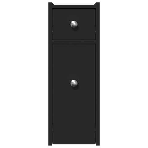 WĄSKA SZAFKA ŁAZIENKOWA NA KÓŁKACH CZARNA