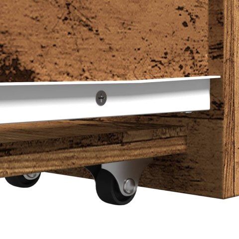 WĄSKA SZAFKA ŁAZIENKOWA NA KÓŁKACH STARE DREWNO