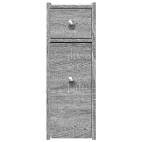 WĄSKA SZAFKA ŁAZIENKOWA NA KÓŁKACH SZARY DĄB SONOMA