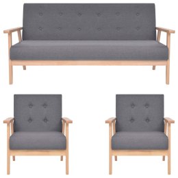 3-CZĘŚCIOWY ZESTAW WYPOCZYNKOWY TKANINA CIEMNOSZARY