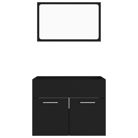 SZAFKA POD UMYWALKĘ I LUSTRO ZESTAW MEBLI ŁAZIENKOWYCH CZARNY