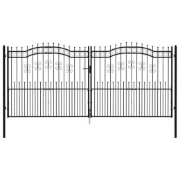 BRAMA Z GROTAMI CZARNA 406X223CM MALOWANA PROSZKOWO STAL