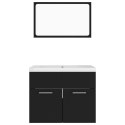 ZESTAW MEBLI ŁAZIENKOWYCH SZAFKA Z UMYWALKĄ LUSTRO CZARNE