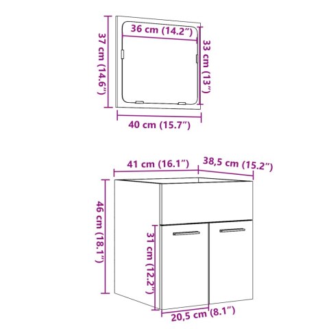 2-CZĘŚCIOWY ZESTAW MEBLI ŁAZIENKOWYCH KOLOR DĄB SONOMA