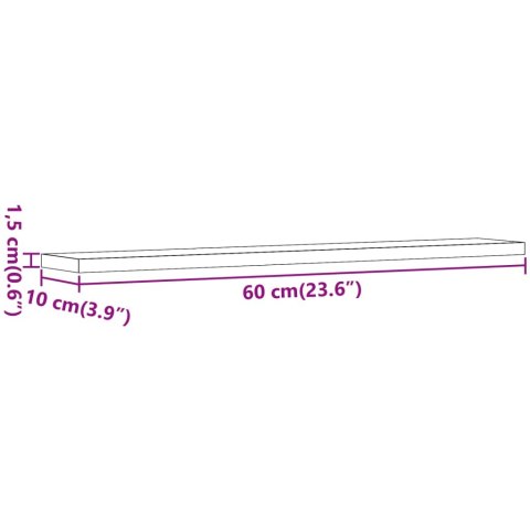 PÓŁKI NA KSIĄŻKI 4 SZT. KOLOR STAREGO DREWNA 60X10X1,5CM