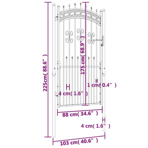 FURTKA Z GROTAMI CZARNA 103X225CM MALOWANA PROSZKOWO STAL