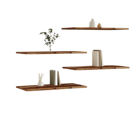 PÓŁKI ŚCIENNE 4 SZT. KOLOR STAREGO DREWNA 60X30X1,5CM