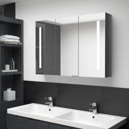 SZAFKA ŁAZIENKOWA Z LUSTREM I LED 89X14X62CM LŚNIĄCA SZAROŚĆ