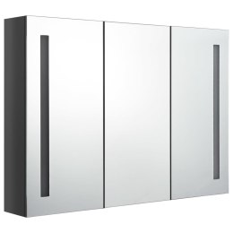 SZAFKA ŁAZIENKOWA Z LUSTREM I LED 89X14X62CM LŚNIĄCA SZAROŚĆ