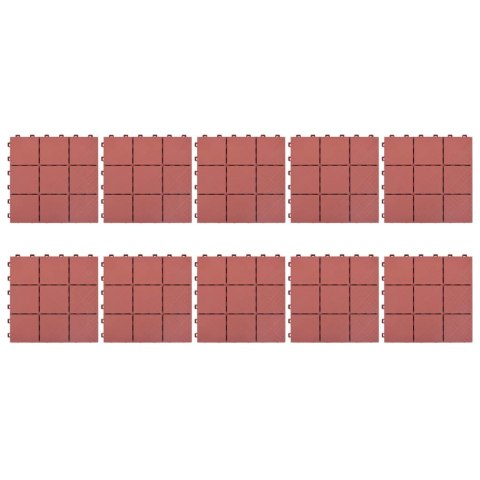 PŁYTKI TARASOWE 10 SZT. CZERWONE 30,5X30,5CM PLASTIKOWE