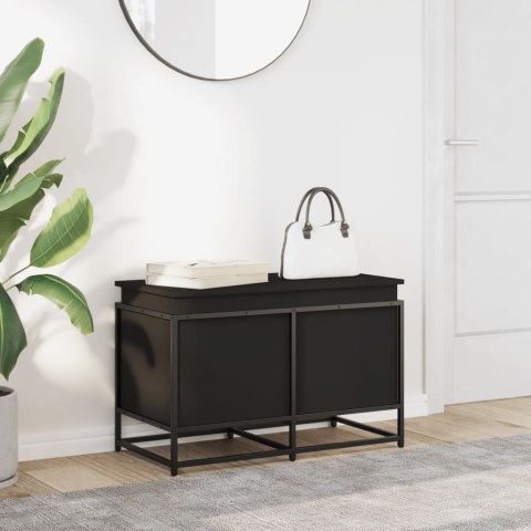 SKRZYNIA Z POKRYWĄ CZARNA 80X40X51,5CM