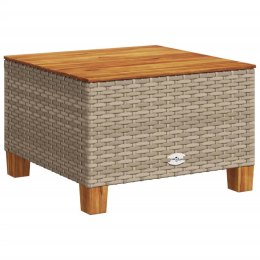 STOLIK OGRODOWY BEŻ 55X55X36CM RATTAN PE I DREWNO AKACJOWE