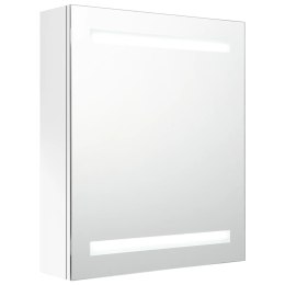 SZAFKA ŁAZIENKOWA Z LUSTREM I LED LŚNIĄCA BIEL 50X14X60CM