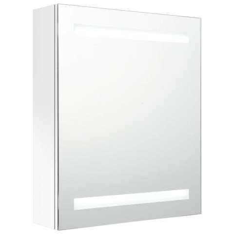 SZAFKA ŁAZIENKOWA Z LUSTREM I LED LŚNIĄCA BIEL 50X14X60CM