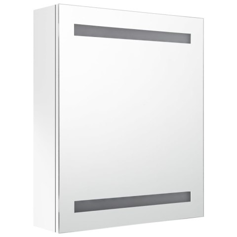 SZAFKA ŁAZIENKOWA Z LUSTREM I LED LŚNIĄCA BIEL 50X14X60CM