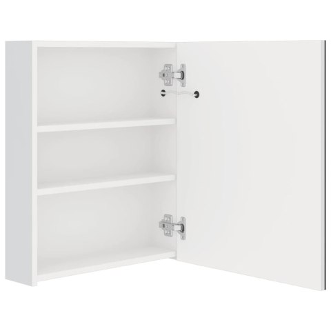 SZAFKA ŁAZIENKOWA Z LUSTREM I LED LŚNIĄCA BIEL 50X14X60CM
