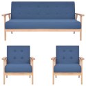 3-CZĘŚCIOWY ZESTAW WYPOCZYNKOWY TKANINA NIEBIESKI