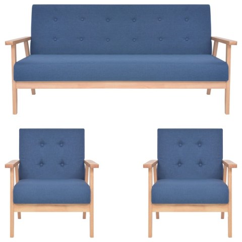 3-CZĘŚCIOWY ZESTAW WYPOCZYNKOWY TKANINA NIEBIESKI