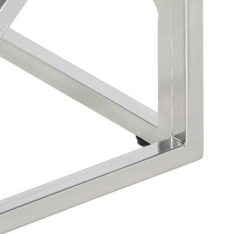 STOLIK KAWOWY SREBRNY STAL NIERDZEWNA I SZKŁO HARTOWANE