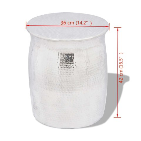 STOLIK KAWOWY/STOŁEK Z MŁOTKOWANEGO ALUMINIUM KOLOR SREBRNY